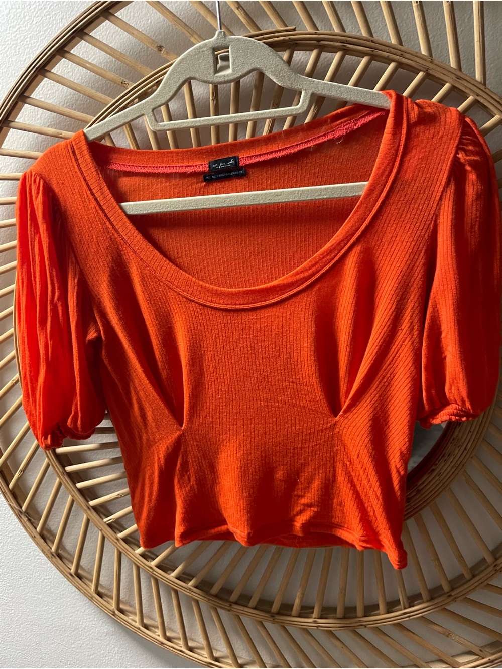 Urban outfitters Bright Orange Women's Scoop Neck Puff Sleeve Top size small